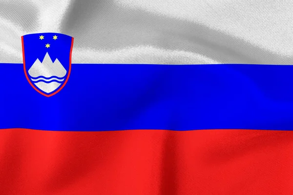 Flaga Stanu Słowenia Zbliżenie — Zdjęcie stockowe