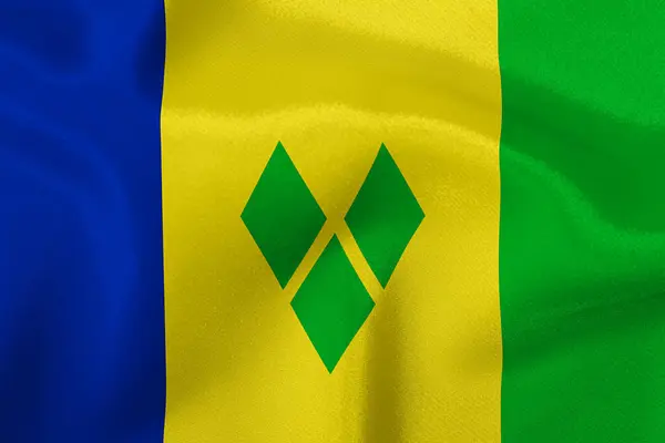 Vlajka Státu Svatý Vincenc Grenadiny Close — Stock fotografie