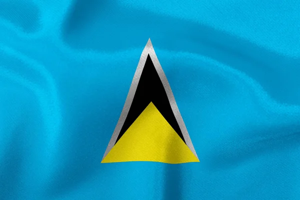 Zászló State Saint Lucia Közelkép — Stock Fotó