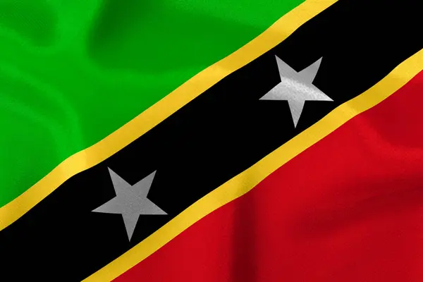 Saint Kitts Nevis Állam Lobogója Közelkép — Stock Fotó
