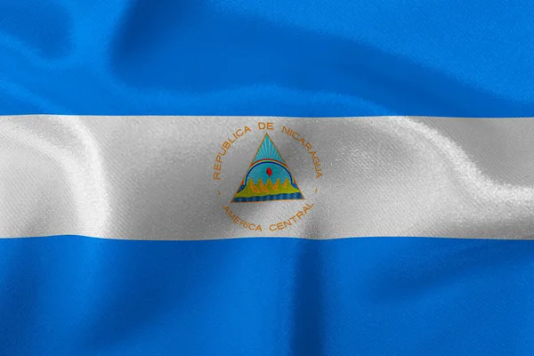 Flaga Stanu Nikaragua Zbliżenie — Zdjęcie stockowe