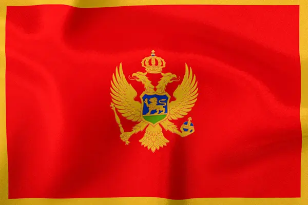 Vlajka Státu Černá Hora Zblízka — Stock fotografie