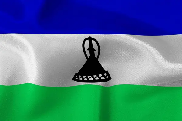 Bandeira Estado Lesoto Close — Fotografia de Stock