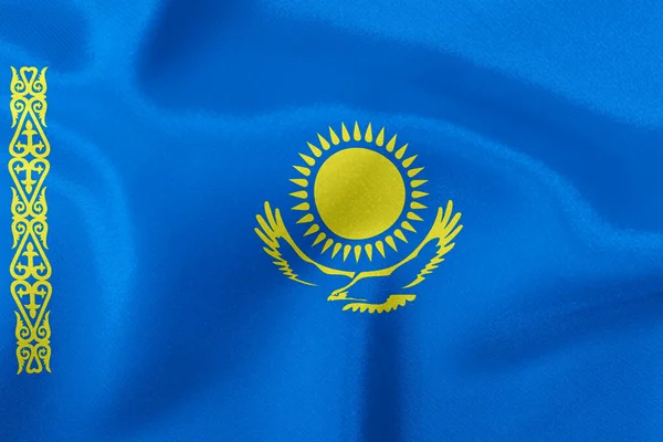 Kazahsztán Állam Lobogója Közelkép — Stock Fotó