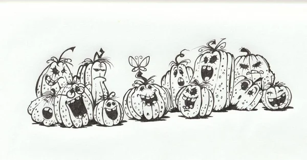 Halloween Halloween Katrin Witch Pumpkins — Stock Photo, Image