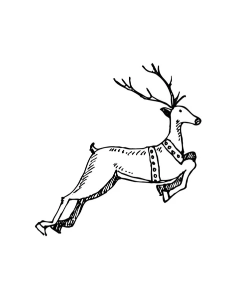 Icono Navidad Renos Ilustración Dibujada Mano Alzada — Vector de stock