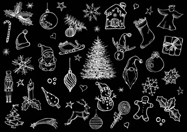 Natale Elementi Tempo Vettoriale Illustrazione — Vettoriale Stock