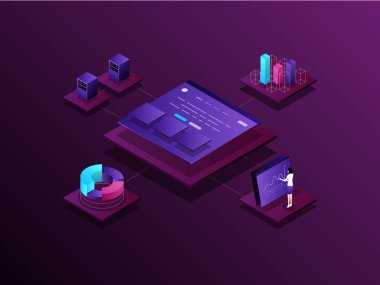 Web sitesi analizleri Isometric Illustration Dark Gradient. Mobil Uygulama, Web Sitesi, Banner, Diyagramlar, Sunum ve Diğer Grafik Varlıkları İçin Uygun.