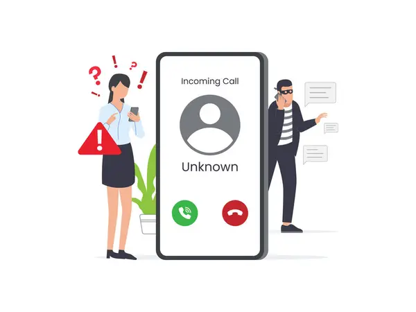 Concept Cheating Pranks Scams Fraud People Makes Suspicious Call Unknown — Stock Vector