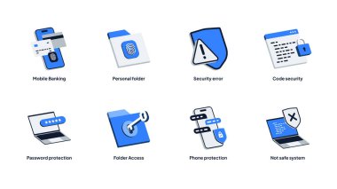 Isometric Siber Güvenlik ve Veri Koruma Simgesi Ayarlandı. Şifre, Dizin, Mobil Güvenlik, Kod ve Sistem Güvenliği. Uygulama, Web, Bilgi Grafikleri ve Canlandırma için Düzenlenebilir Vektör.