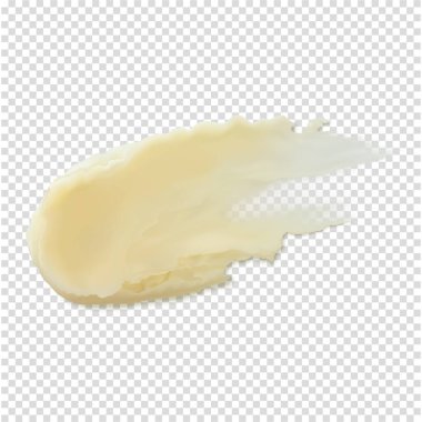 Dudak kremi örneği. Cilt dokusu merhemi güzellik ürünü beyaz arkaplan gerçekçi vektör illüstrasyonuna leke minimalist