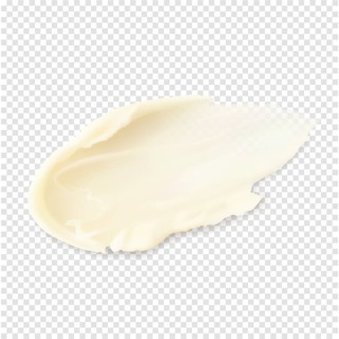 Doğal dudak kremi gerçekçi vektör çizimi izole edildi. Cilt dokusu lekesi güzellik ürünü