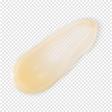 Centella felçli bej nemlendirici krem sıvısı. Cilt bakım ürünü. Şeffaf, izole edilmiş gerçekçi çizim. 