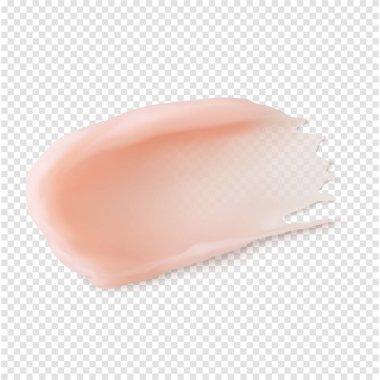 Pembe dudak kremi örneği. Cilt dokusu dudak maskesi güzellik ürünü gerçekçi vektör çizimi