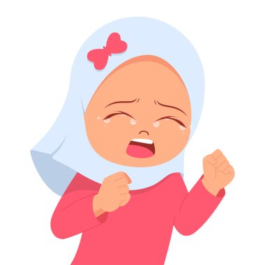 Sevimli kız ağlarken çığlık atıyor.