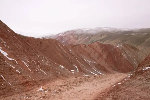 Lindas Montanhas Vermelhas Azerbaijão Inverno Região Khizi — Fotografia de Stock