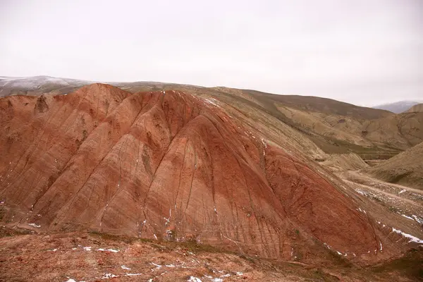 Hermosas Montañas Rojas Azerbaiyán Invierno Región Khizi —  Fotos de Stock