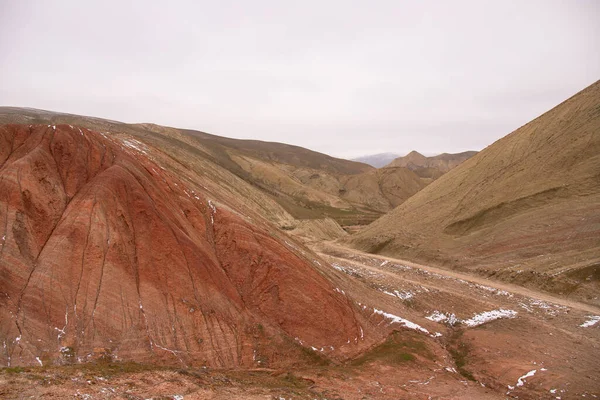Prachtige Rode Bergen Van Azerbeidzjan Winter Regio Khizi — Stockfoto
