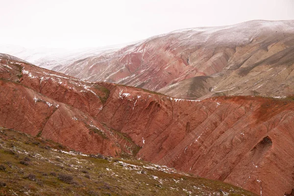 Hermosas Montañas Rojas Azerbaiyán Invierno Región Khizi — Foto de Stock