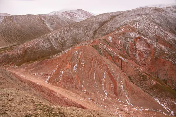 Hermosas Montañas Rojas Azerbaiyán Invierno Región Khizi — Foto de Stock
