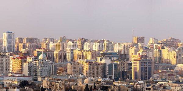Baku. Azerbaijan. 03.28.2021. Beautiful panorama of the city.
