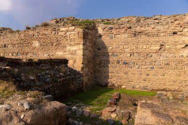  Eski şehir Shamkir 'in kalesinin iç duvarları. Shamkir şehri. Azerbaycan.