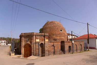 Şehir merkezinde 18.-19. yüzyıl Chukhur Hamamı 'nın eski bir hamamı. Guba şehri. Azerbaycan.
