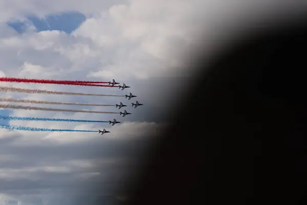 stock image Patrouille de France, french air force demonstration in Marseille