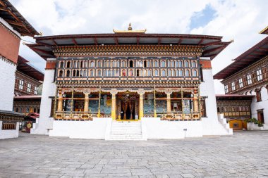 İç avlu ve görkemli Tashichho Dzong Tapınağı, Thimphu, Bhutanh