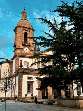 Stone church tower in the old city. Ferrol. Centre. High quality photo clipart