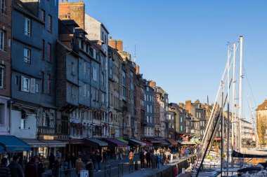 Variegated facades around the old basin of Honfleur