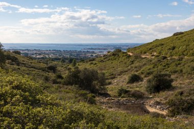 View of the Etang de Thau from the Gardiole massif in Frontignan