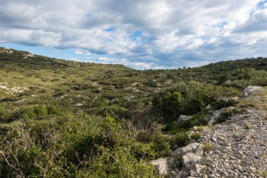 Landscape of the Gardiole massif, on the Mediterranean coast in Frontignan