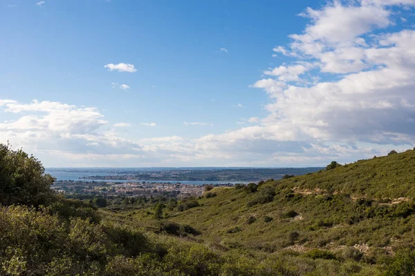 View of the Etang de Thau from the Gardiole massif in Frontignan