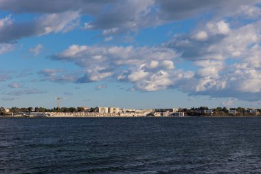 View of Balaruc-les Bains, on the edge of the Etang de Thau, from Bouzigues
