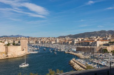 View of the entrance to the Old Port of Marseille from Emile Duclaux Park