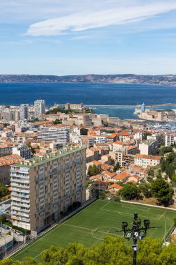 View of the Pharo district and the sea from the Basilica of Notre-Dame de la Garde