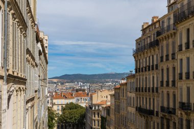 View on Marseille from the heights of the Boulevard Andre Aune, on the way up to the Basilica Notre-Dame de la Garde
