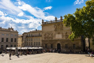Italian style baroque facade of the Hotel des Monnaies on the Place du Palais in Avignon