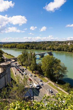 View of the Pont Saint-Benezet from the Jardin des Doms in Avignon