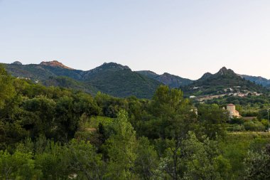 Sunrise view of the mountains around Olargues in the Haut-Languedoc Regional Nature Park
