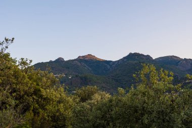 Sunrise view of the mountains around Olargues in the Haut-Languedoc Regional Nature Park