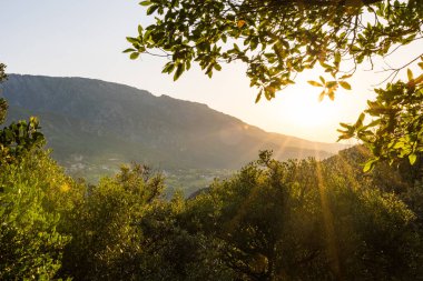 Sunrise view of the mountains around Olargues in the Haut-Languedoc Regional Nature Park