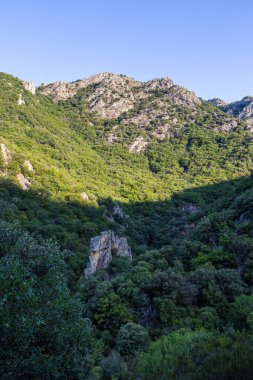 View on the mountains around the Gorges de l'Heric shortly after sunrise