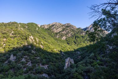 View on the mountains around the Gorges de l'Heric shortly after sunrise