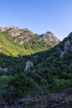View on the mountains around the Gorges de l'Heric shortly after sunrise