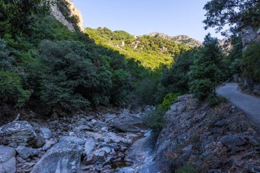 View on the mountains around the Gorges de l'Heric shortly after sunrise