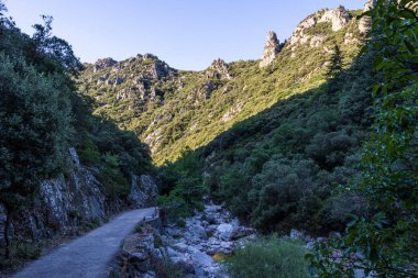 View on the mountains around the Gorges de l'Heric shortly after sunrise