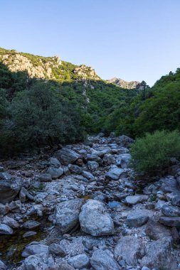 View on the mountains around the Gorges de l'Heric shortly after sunrise