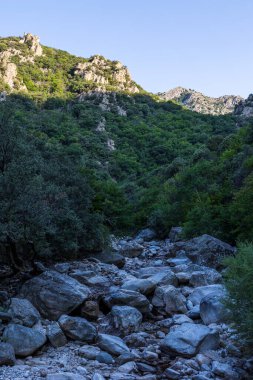 View on the mountains around the Gorges de l'Heric shortly after sunrise